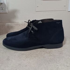 Salvatore Ferragamo World Chukka Boots Men 11.5D Studio Shoes Blue Suede Comfort